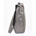 9002B - GREY LEATHER (PU) WINE BAG WITH (IT'S WINE TIME) MONOGRAMMED